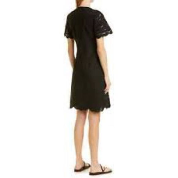 KOBI HALPERIN black Lisa Eyelet short sleeve linen blend mini Dress size small - Picture 3 of 8